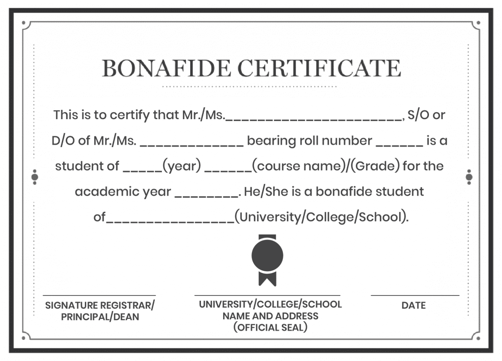 Bonafide Certificate in Hindi