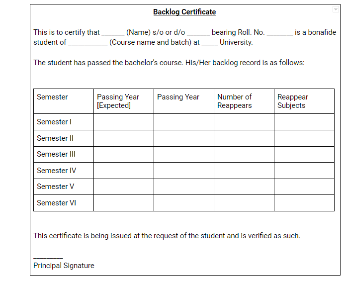 Backlog-Certificate-Format