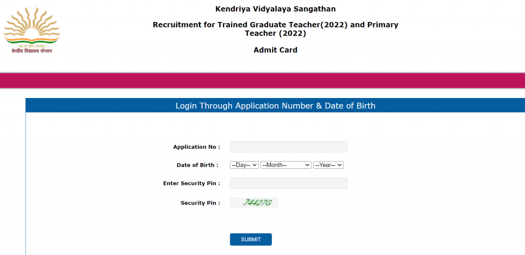 KVS Teacher Re-Exam Admit Card