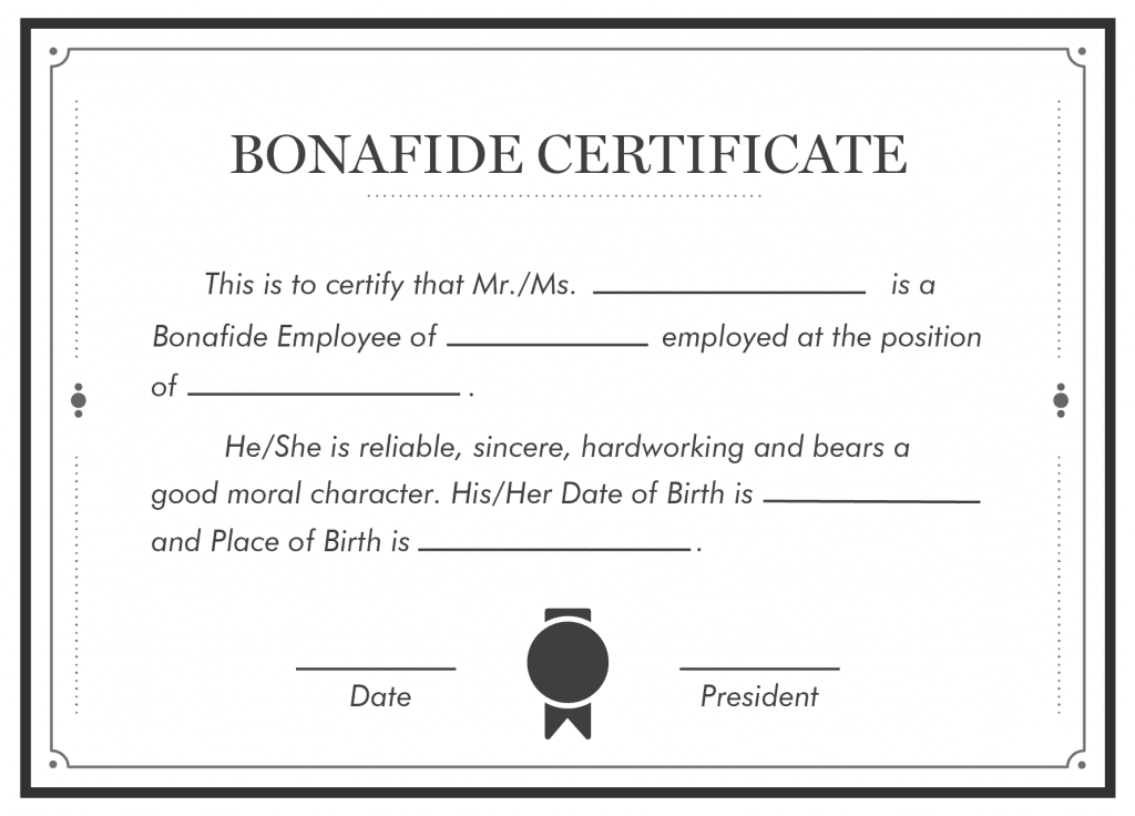 Bonafide Certificate for Employees