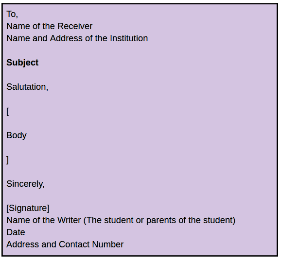 Format for School Leaving Certificate