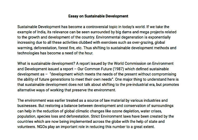 Essay on Sustainable Development in 250 words