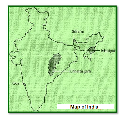 Blank political map of India