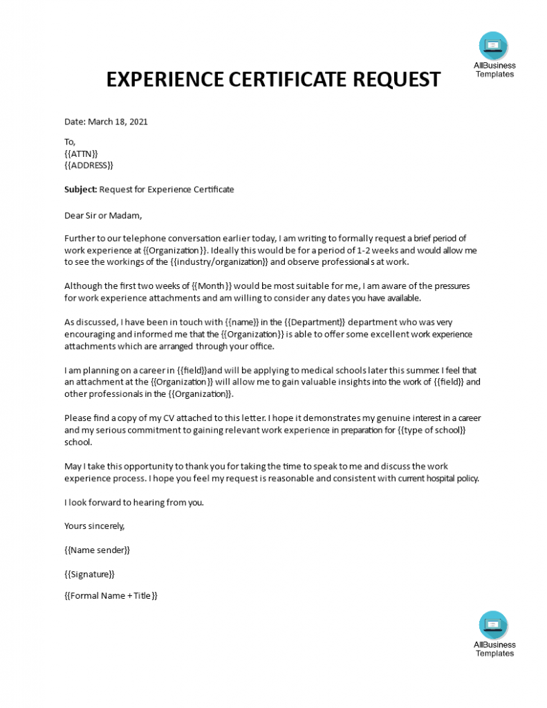 Experience Letter for Director Sample