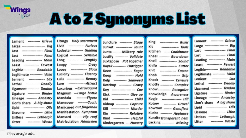 199 Top Synonyms List to Strengthen Your Vocabulary Leverage Edu