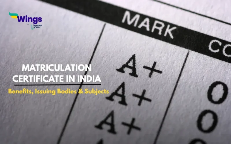 MATRICULATION CERTIFICATE IN INDIA