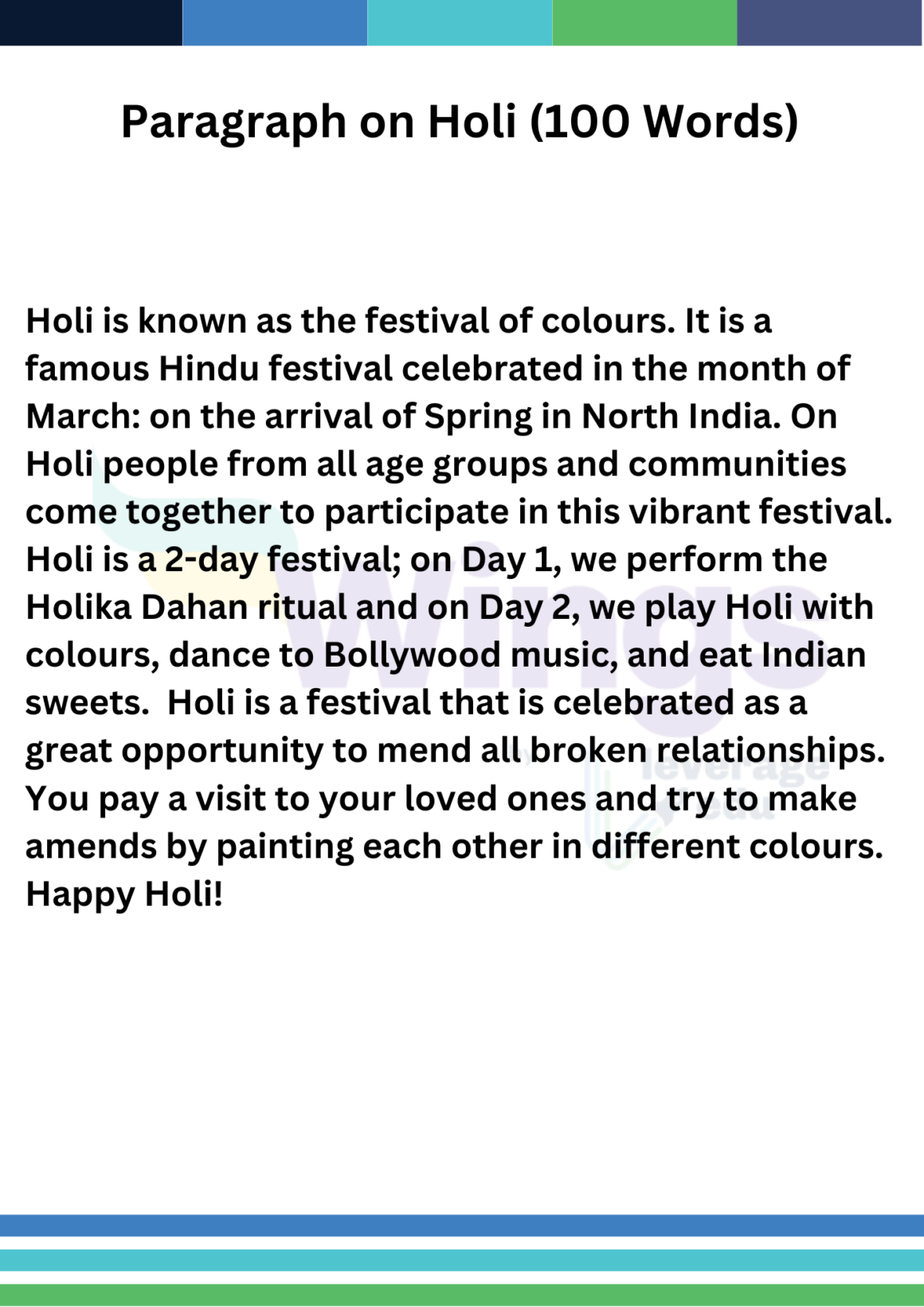 holi essay in english for class 5