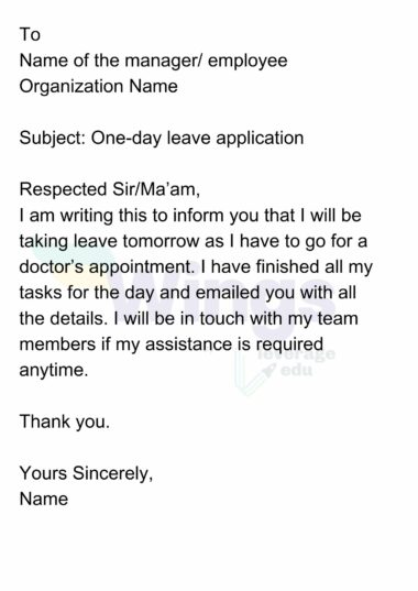 Leave Application Format for Office, School & College | Leverage Edu
