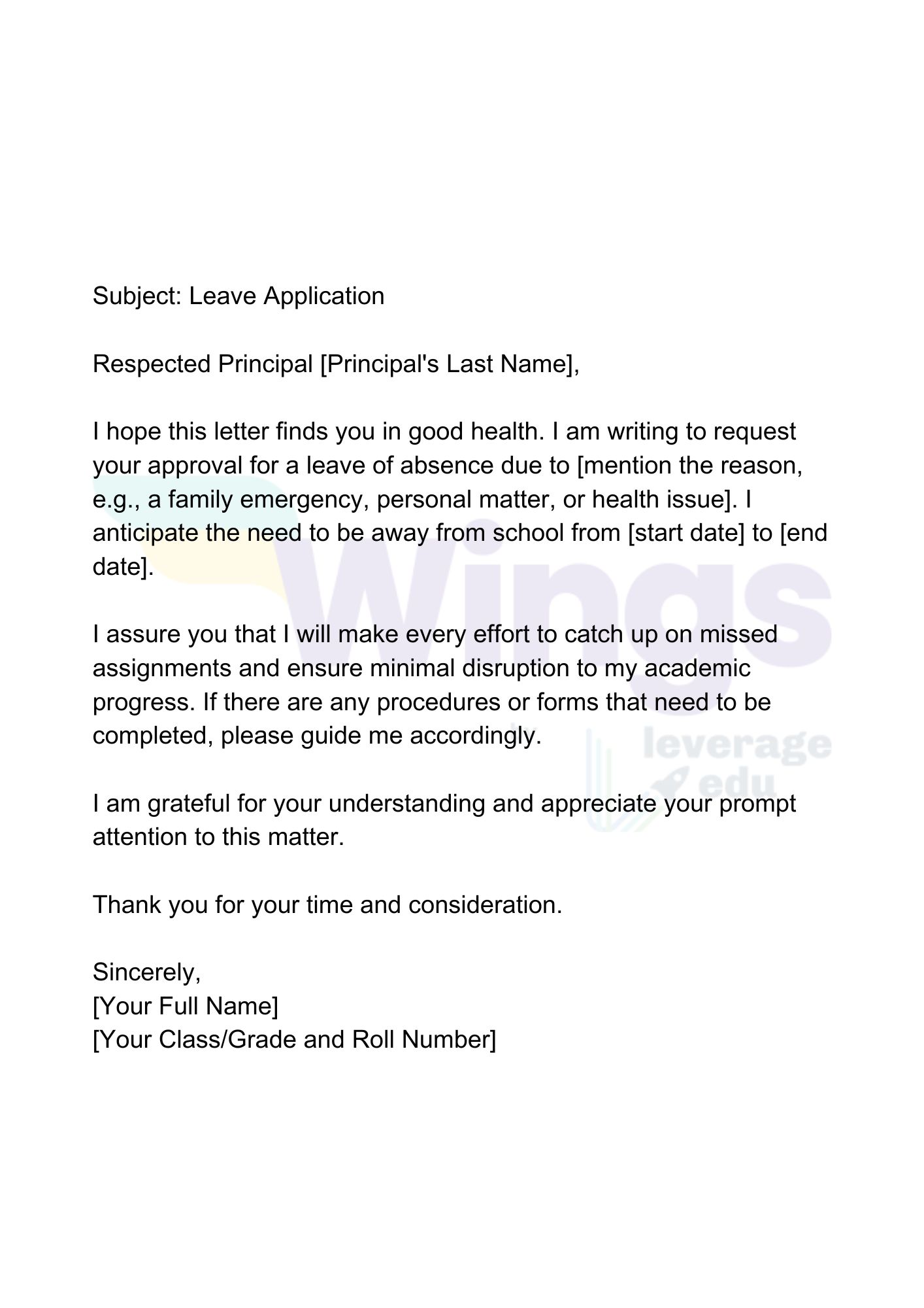 Application for Leave : Format for Office, School, College | Leverage Edu