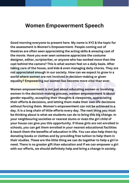 Women Empowerment Speech for ASL: PDF Available | Leverage Edu