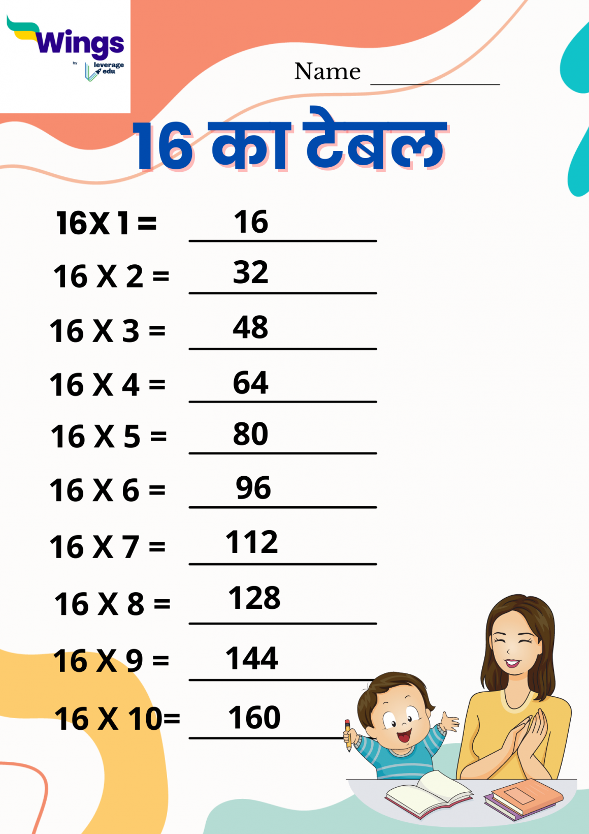 16 to 17 ka table