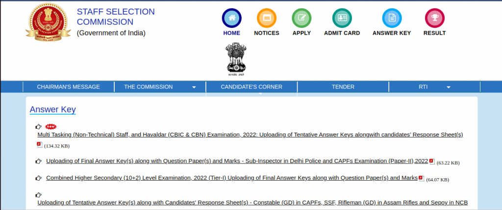 ssc chsl answer key 2023 pdf download