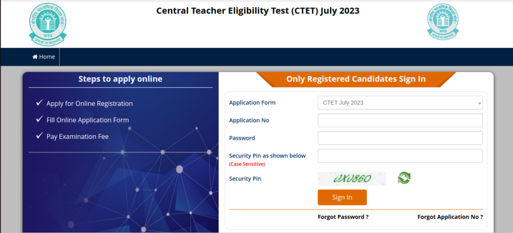 CTET Application Number Forgot