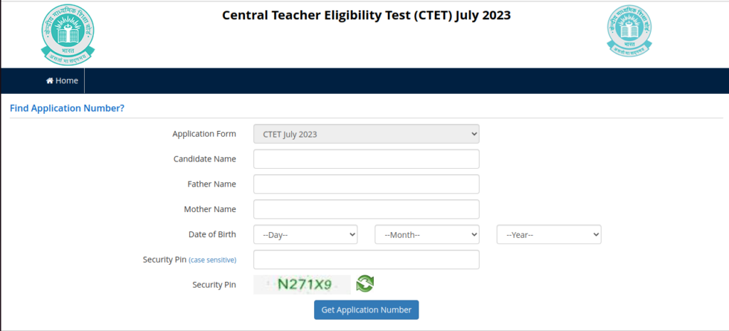 CTET Application Number Forgot