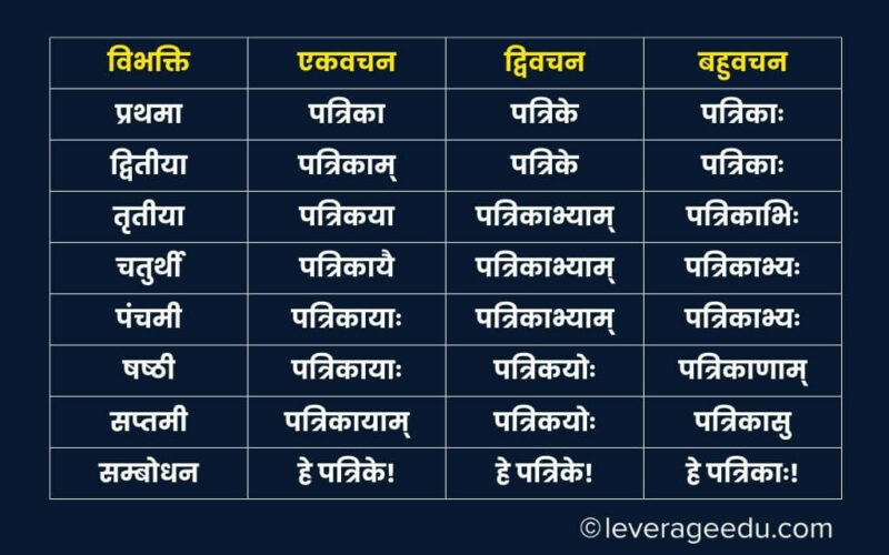 Patrika Shabd Roop Sanskrit Mein : आकारांत स्त्रीलिंग संज्ञा पत्रिका के ...