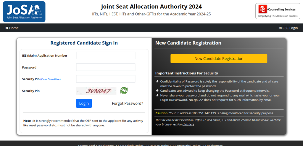 JoSAA Seat Allotment Result 2024