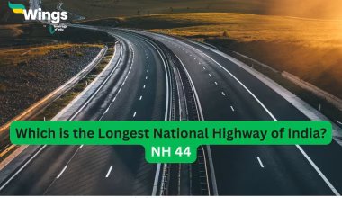 Image telling answer to the question "Which is the Longest National Highway of India?" with correct answer "NH 44"