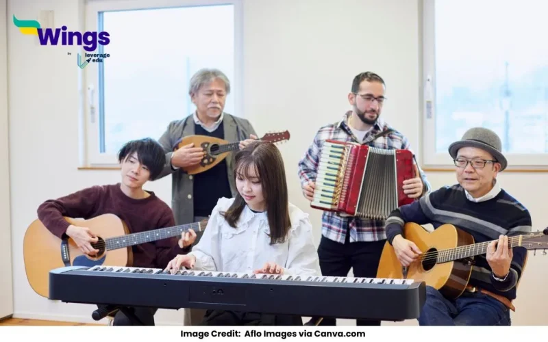 Choose the most suitable option. A __________ of musicians.