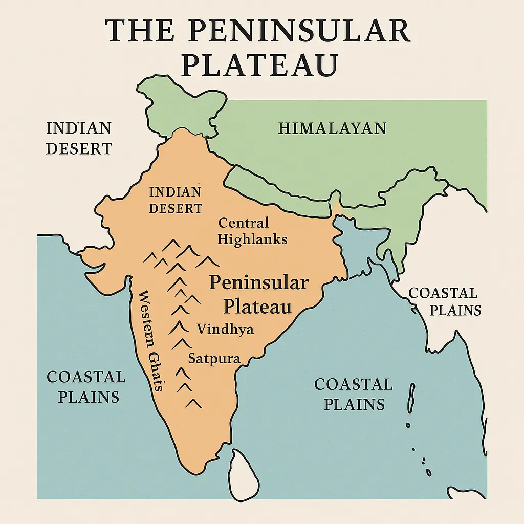 The Peninsular Plateau is the oldest and most stable part of the Indian subcontinent
