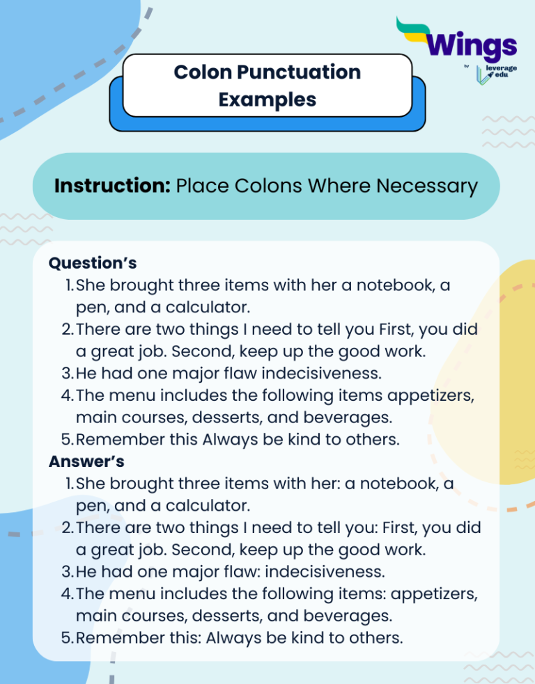 Colon Punctuation Examples with Uses in English Grammar | Leverage Edu ...