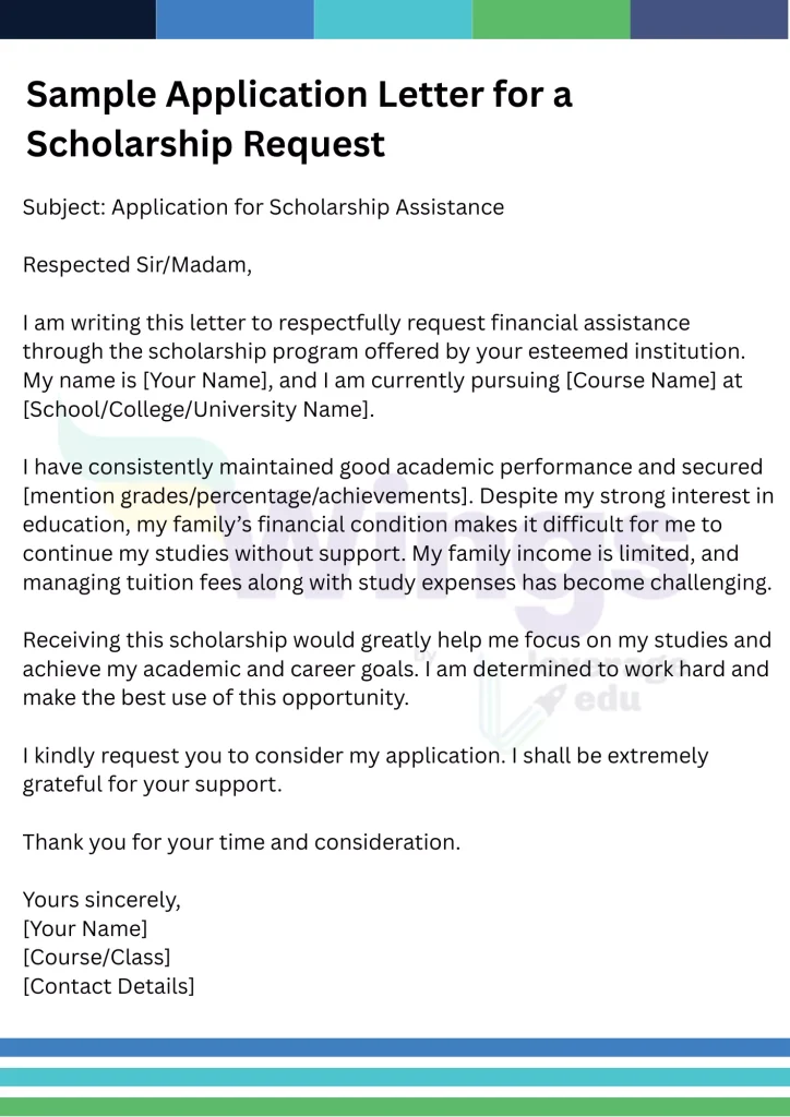 Application Letter For a Scholarship Request