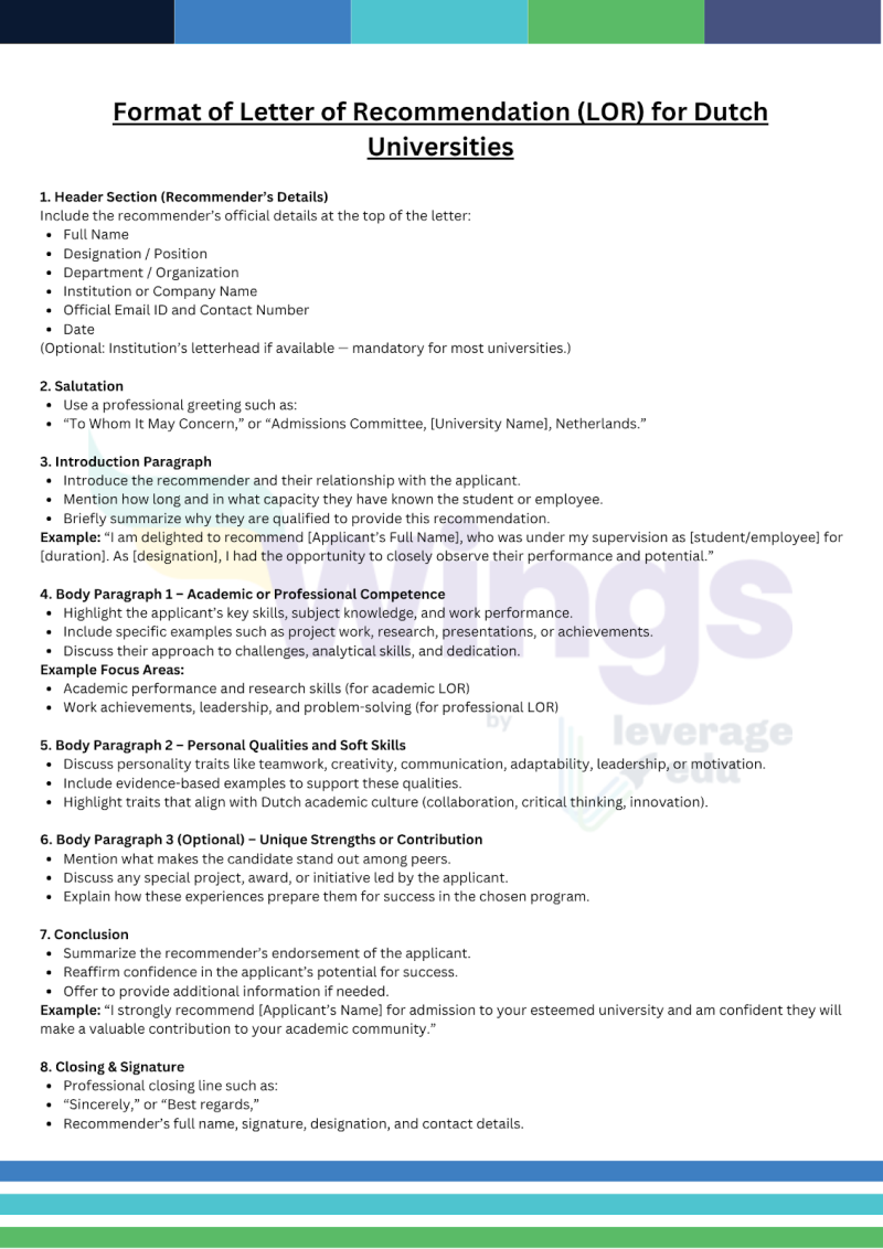Letter of Recommendation (LOR) for Dutch Universities: Format [Updated]