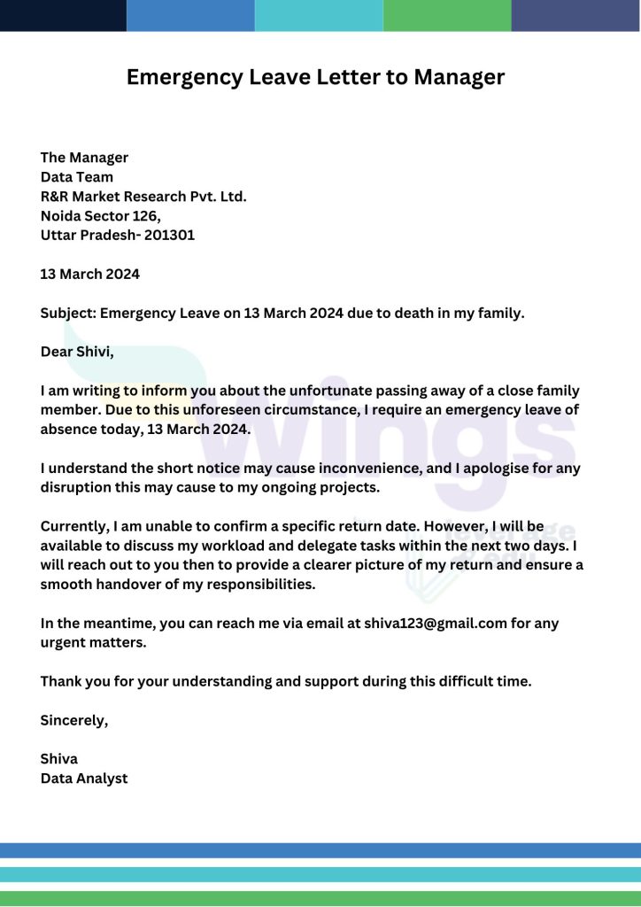 Emergency Leave Letter Examples & Format (With Templates) | Leverage ...