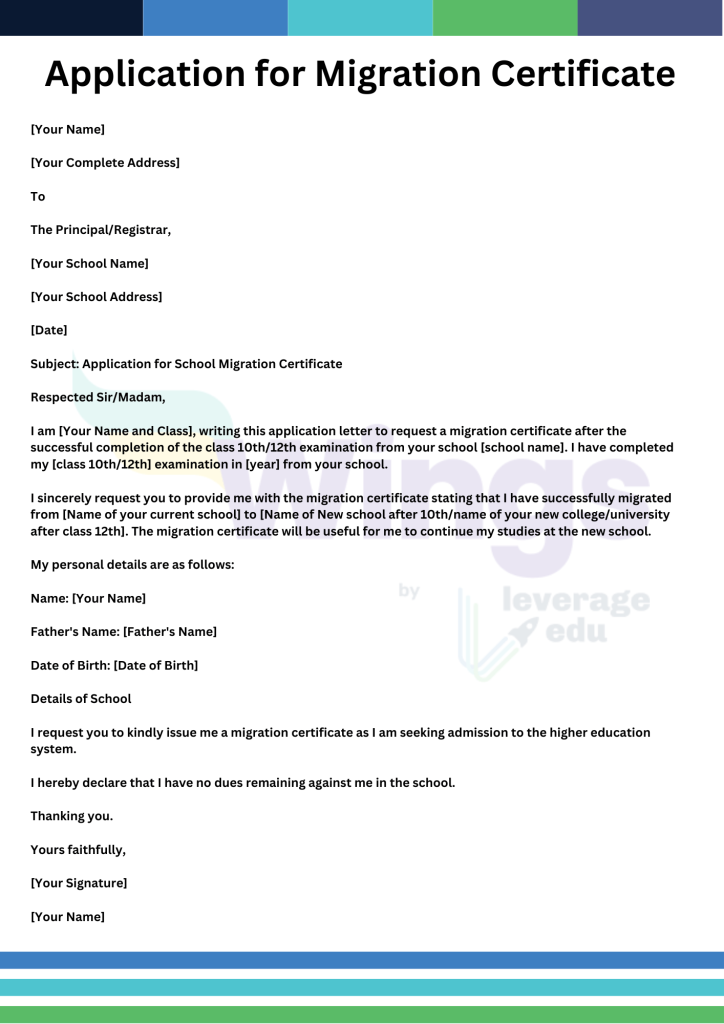 Application For Migration Certificate From School: Check Format and ...