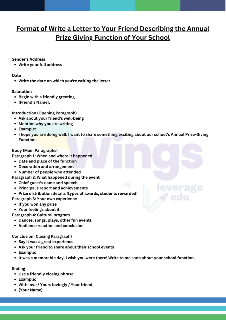 Letter to Your Friend Describing the Annual Prize Giving Function of Your School