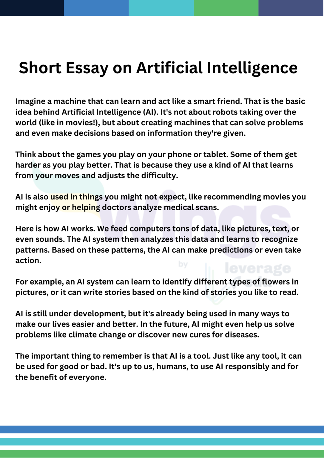 Artificial Intelligence Essay: 150, 200, 300 and 500 Words | Leverage ...