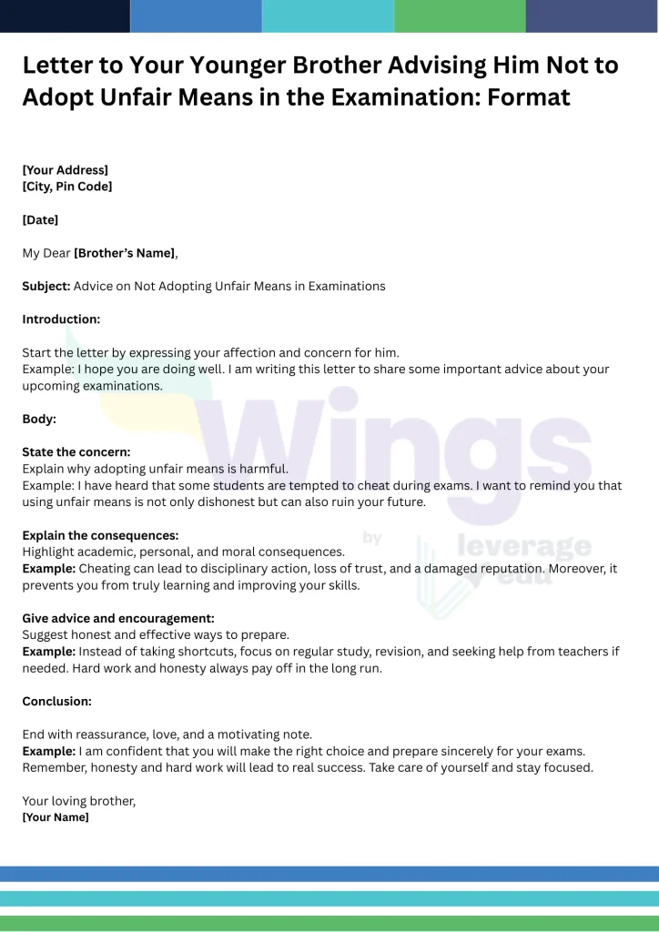 Letter to Your Younger Brother Advising Him Not to Adopt Unfair Means in the Examination