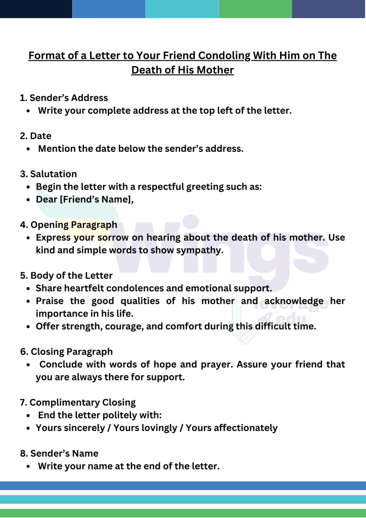 Format of a Letter to Your Friend Condoling With Him on The Death of His Mother