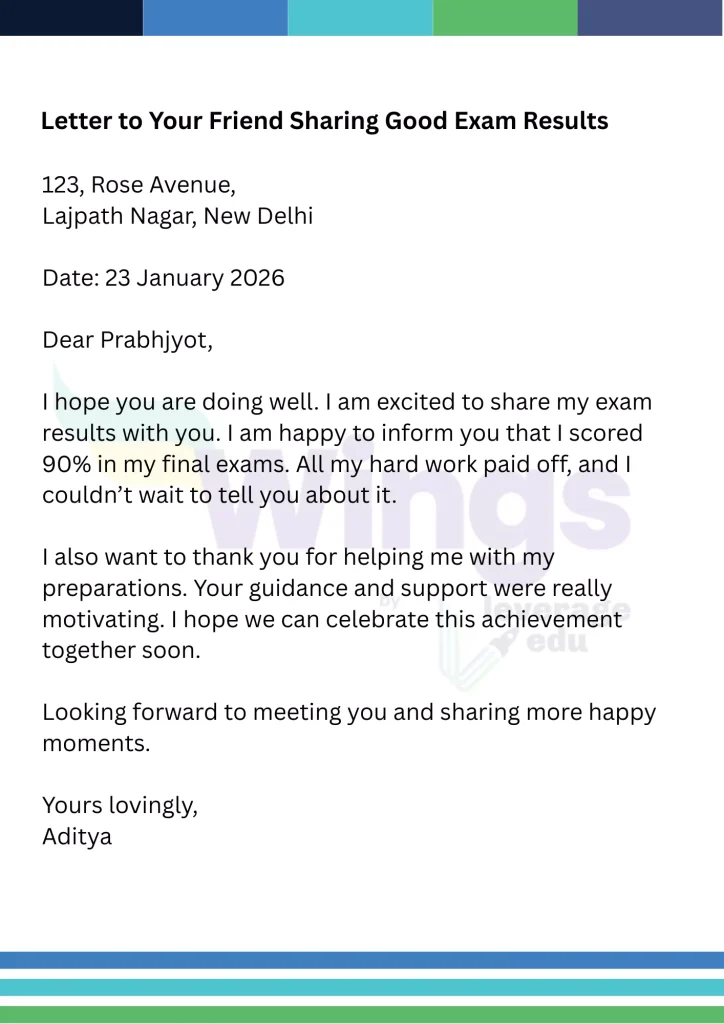 Letter to Your Friend About Your Exam Result