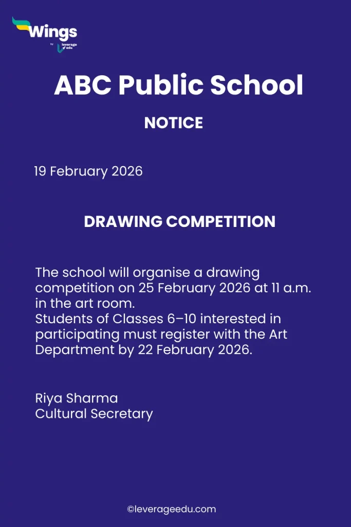 Notice Writing Format - Sample