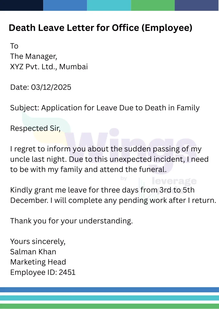 death leave letter