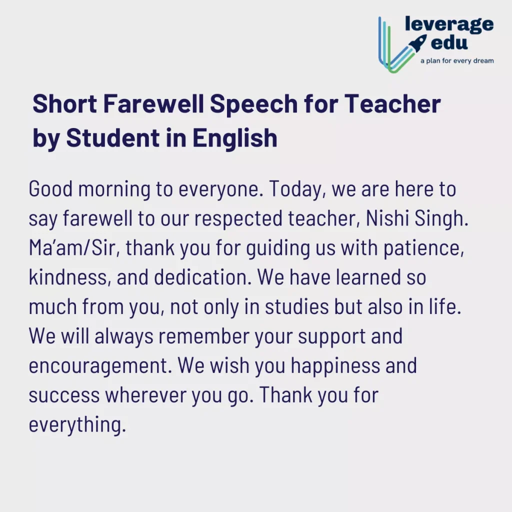 Farewell Speech for Teacher by student