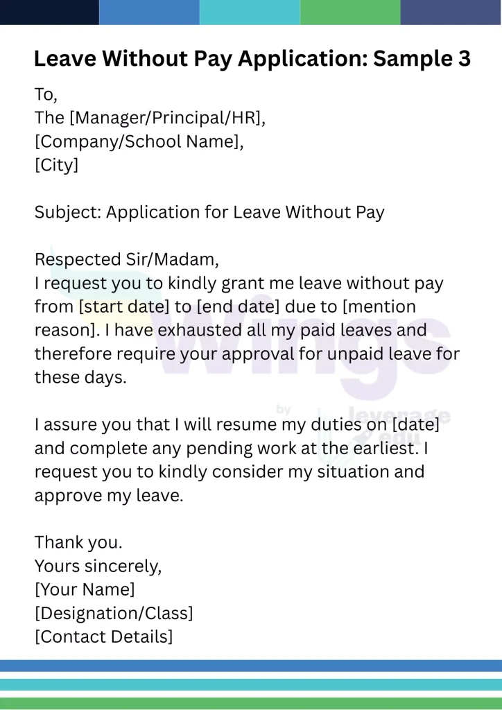 Leave Without Pay Application