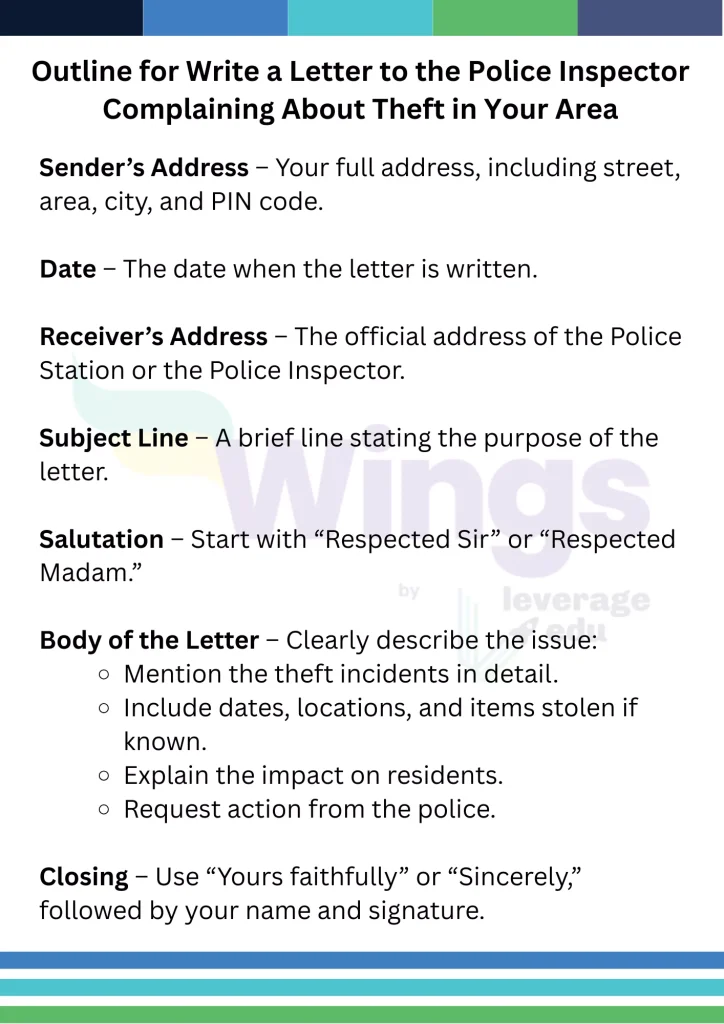 Letter to the Police Inspector Complaining About Theft in Your Area