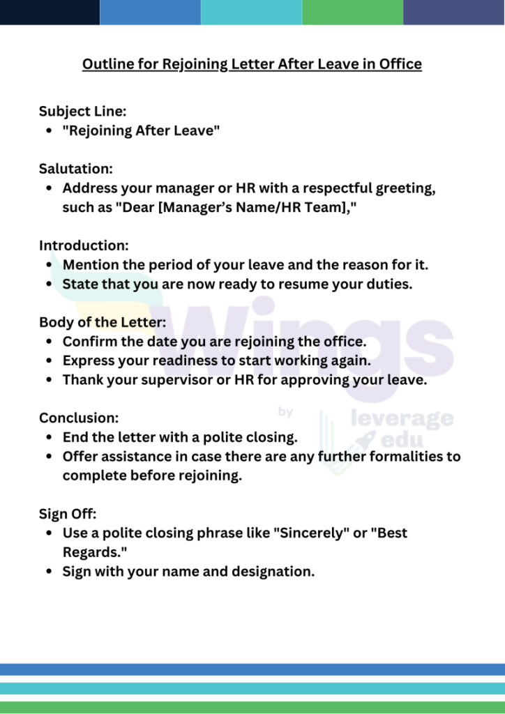 Format of Rejoining Letter After Leave in Office