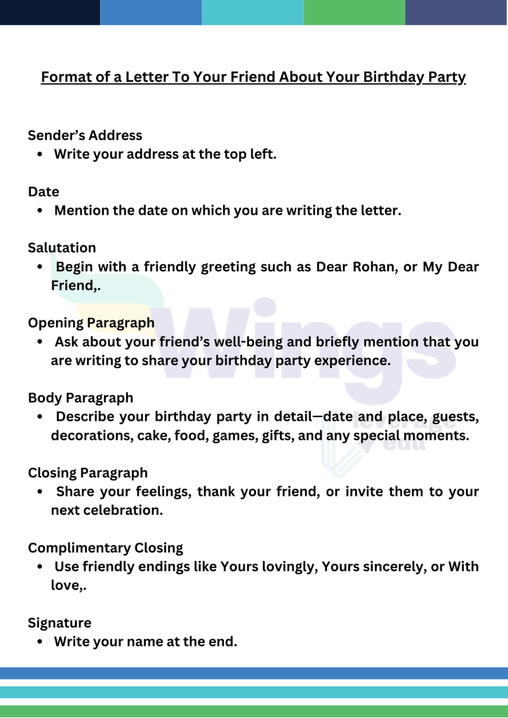 Format of a Letter To Your Friend About Your Birthday Party