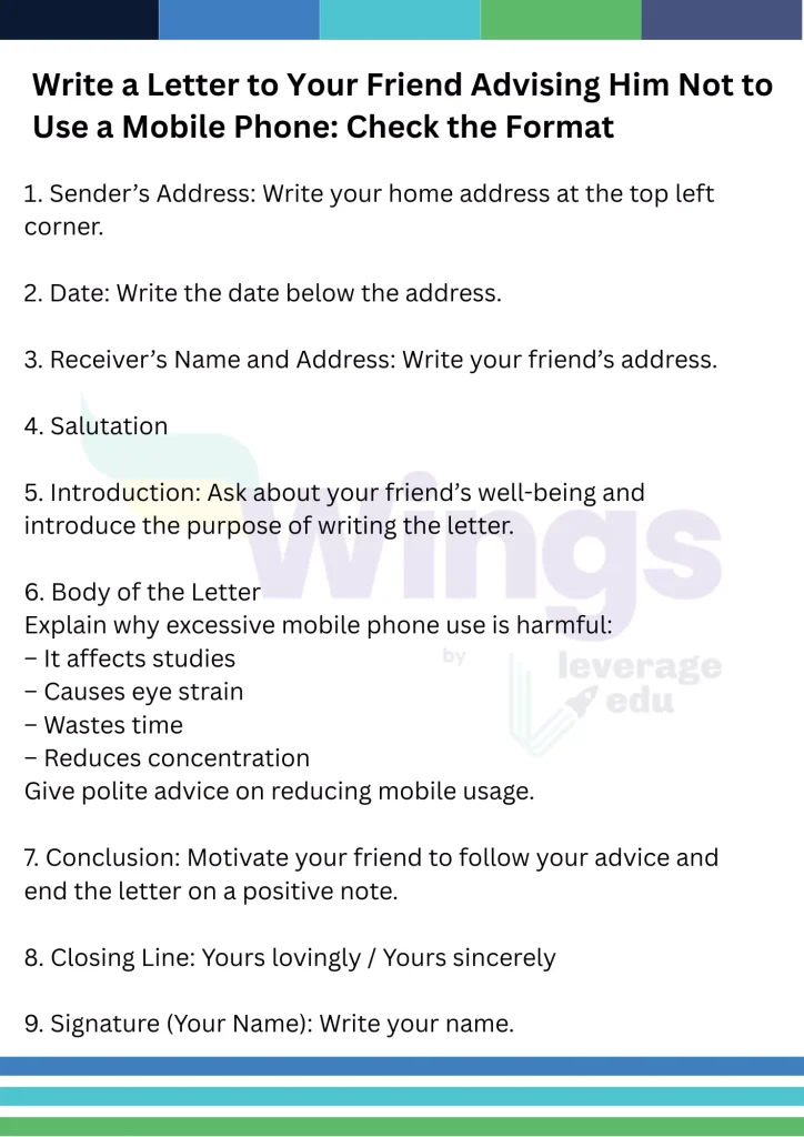 Write a Letter to Your Friend Advising Him Not to Use a Mobile Phone: Check the Format
