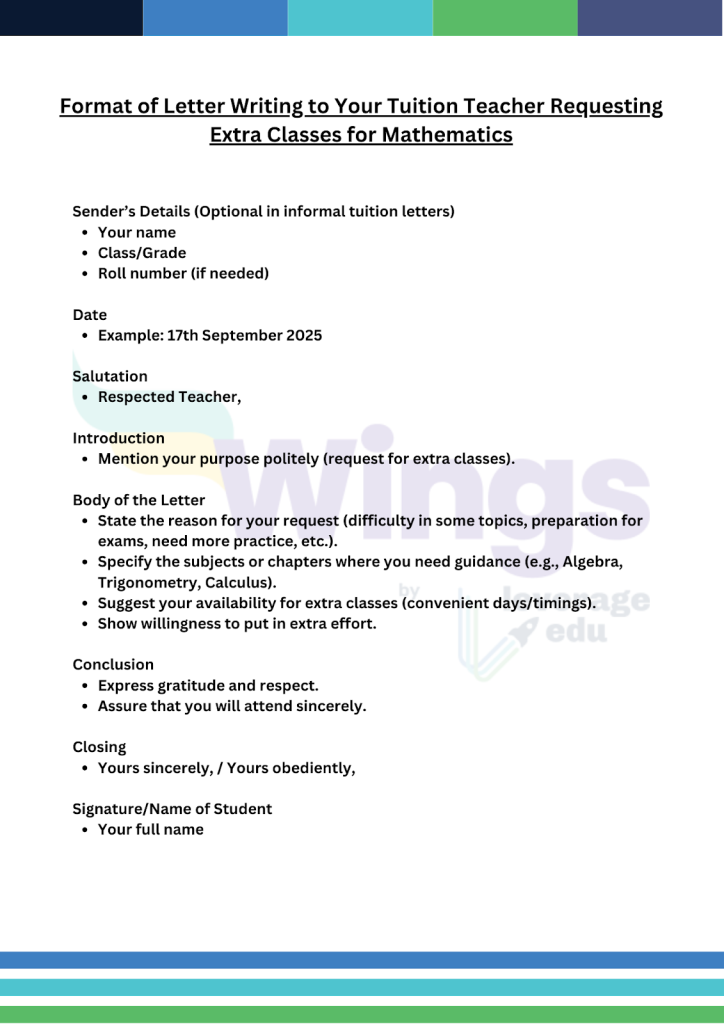 Sample Letter Tutorial Request Letter Writing to Your Tuition Teacher Requesting Extra Classes for ...