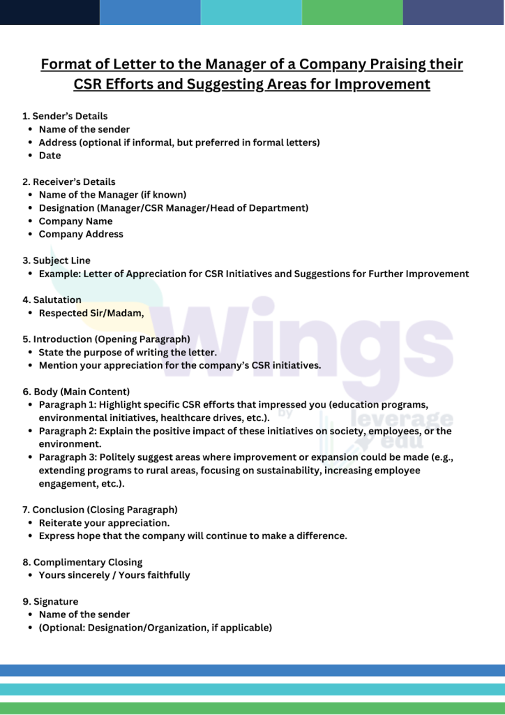 Management Letter Point Example Letter to the Manager of a Company Praising their CSR Efforts