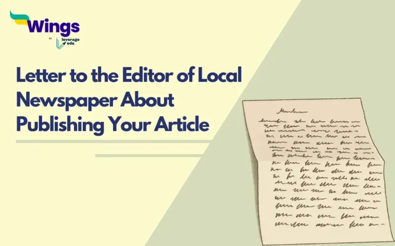 Letter to the Editor of Local Newspaper About Publishing Your Article